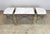Brass Mid 20th Century French Neoclassical Regency Style Tripartite X-Base Brass & Carrara Marble Tables For Sale - Image 8 of 12