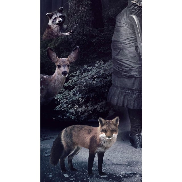 Surrealism Tell Me More About the Forest by Marcin and Kate Owczarek | Digital Art featuring animals in a forest setting For Sale - Image 3 of 4