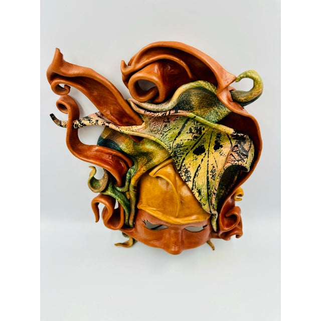 Intricate Mythological Maenad/Bacchae-Themed Handcrafted Leather Wall Sculpture For Sale - Image 4 of 11