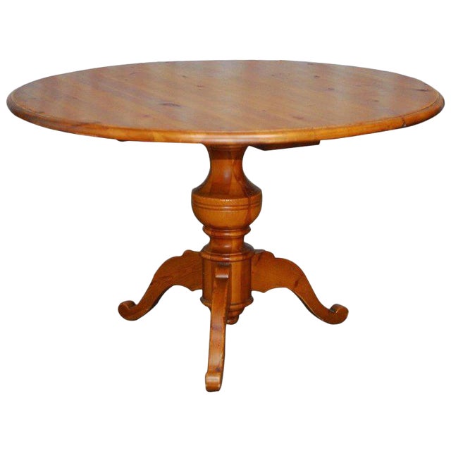 English Country Round Pine Pedestal Dining Table Chairish