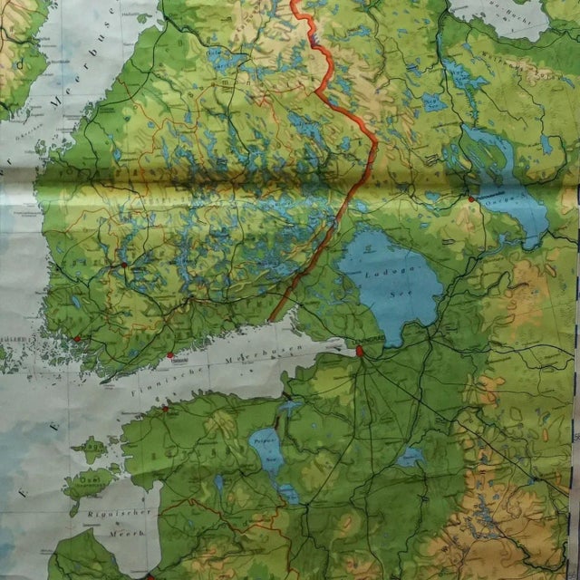 1970s Vintage Scandinavia Norway Sweden Finland Rollable Map Wall Chart Print For Sale - Image 5 of 8