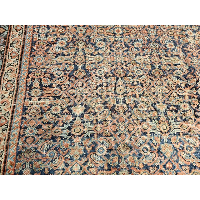 19th Century Oversized Persian Farahan, Hand-Knotted Wool, Allover Herati Geometric Pattern, Navy & Red, 14x18 For Sale - Image 16 of 18