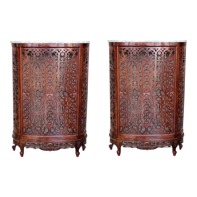Louis XV Style Carved Walnut and Marble Top Console Table or Radiator Cover For Sale