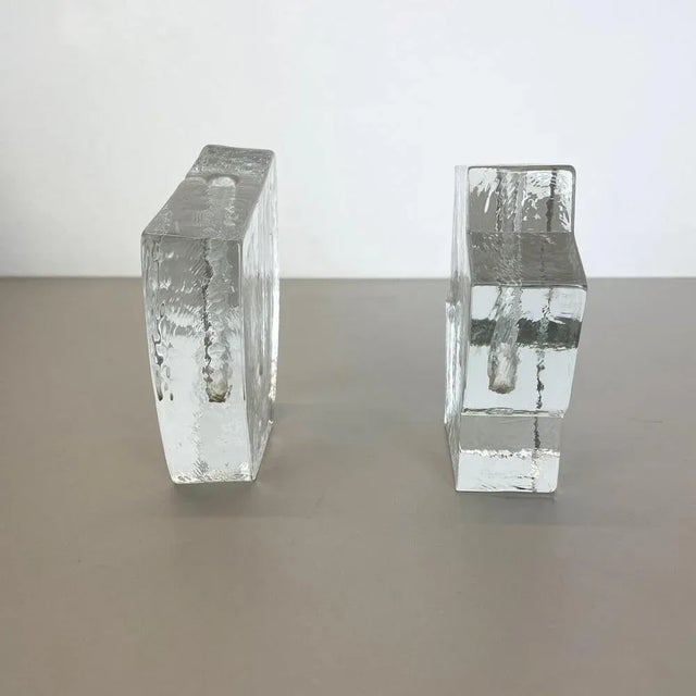 Brutalist German Rock Glass Vases attributed to Peill and Putzler, 1970s, Set of 2 For Sale - Image 13 of 18