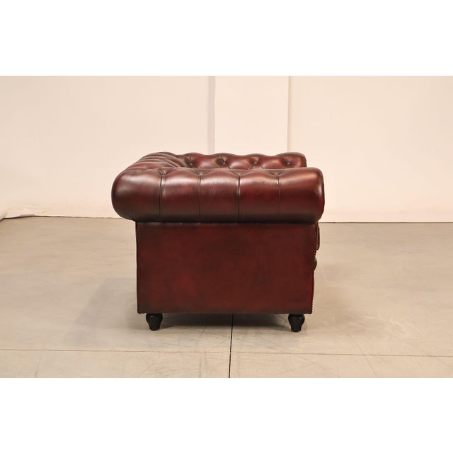 Chesterfield Style Pair of Oxford Red Leather Club Chairs For Sale - Image 16 of 18