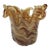 Vintage Murano White Cristal Amber Brown Swirl Art Glass Vase For Sale