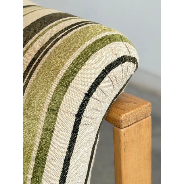 Mid-Century Modern 1970s Swedish Lounge Chairs in Striped Linen - Pair For Sale - Image 3 of 12