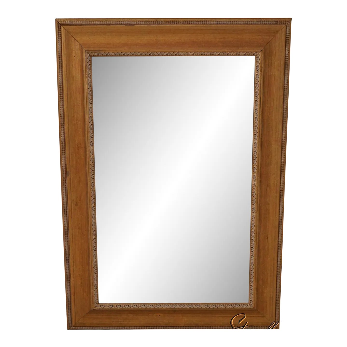 Nice Rectangular Gold Finish Beveled Glass Mirror | Chairish