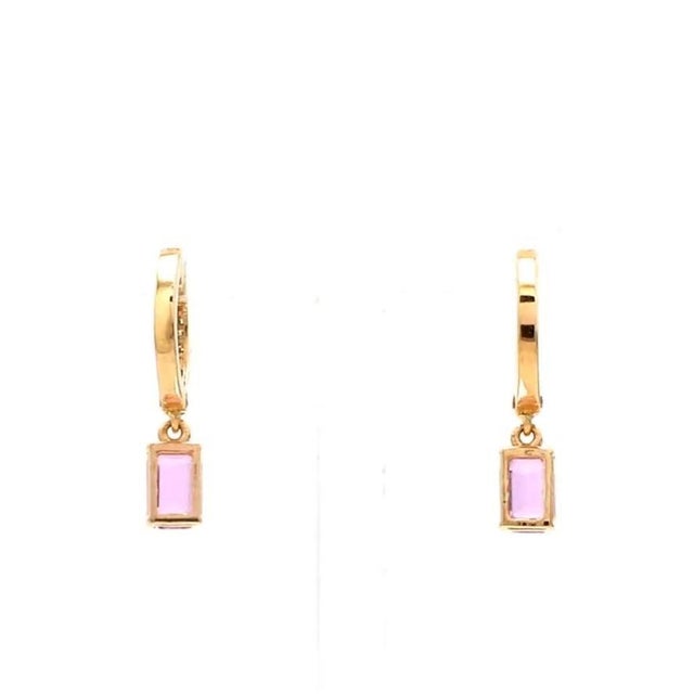 1.40 cts Natural pink sapphire & 0.14 cts diamond earrings in 14k gold For Sale - Image 14 of 18