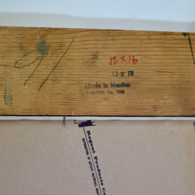 1961 Oil Painting on Board of Arabian Gray Stallion Horse Ibn Julep Framed Signed and Dated For Sale - Image 9 of 13