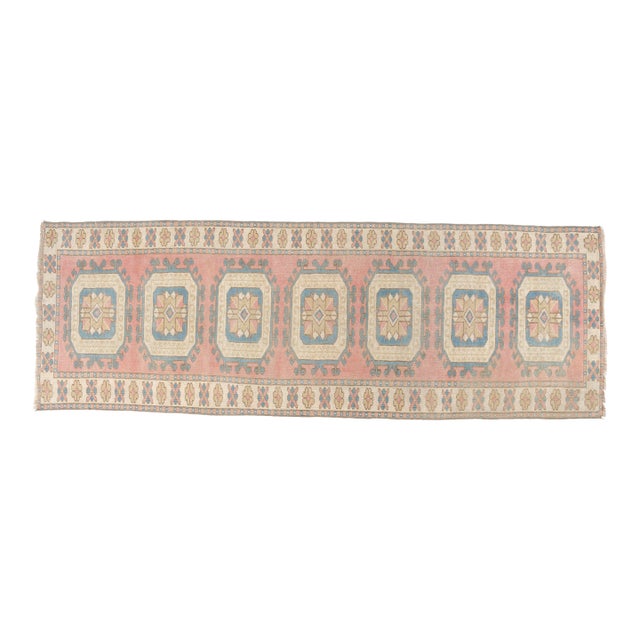 Mid 20th Century Oushak Geometric Anatolian Runner For Sale