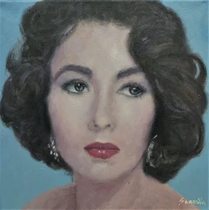 Sean Wu Original Oil Portrait Painting of Elizabeth Taylor