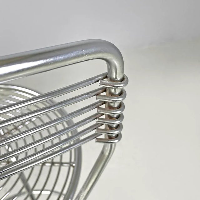 Silver Postmodern Italian Chromed Metal Round Base Stool with Footrest For Sale - Image 8 of 18
