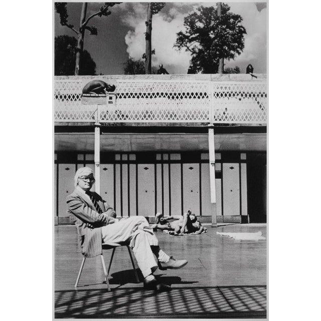 "David Hockney, Piscine Royale, Paris 1975" Vintage Silver Gelatin Print by Helmut Newton For Sale