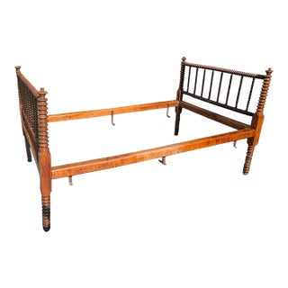 19th Century Antique Jenny Lind Turned Wood Full Spool Bed For Sale