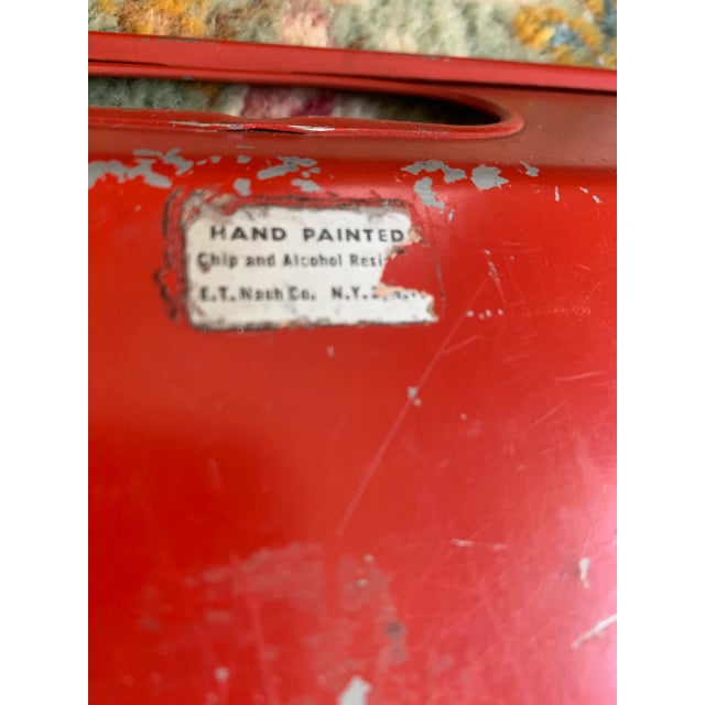 Vintage Red Hand Painted Chinoiserie Tole Tray For Sale - Image 11 of 12