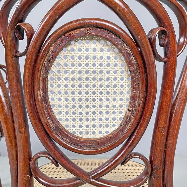 Antique Italian Wood and Vienna Straw Chairs with Curl Details, 1890s, Set of 4 For Sale - Image 11 of 18