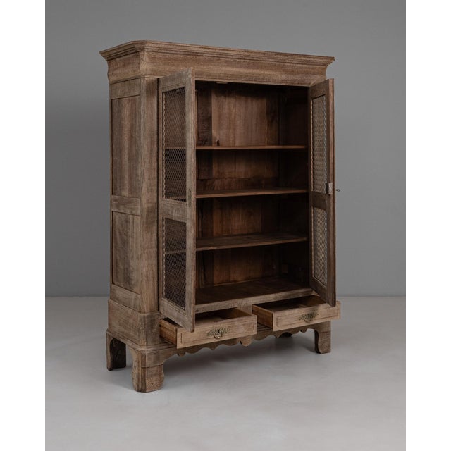Brown 1880s French Provincial Oak Vitrine With Wire Mesh Doors For Sale - Image 8 of 18