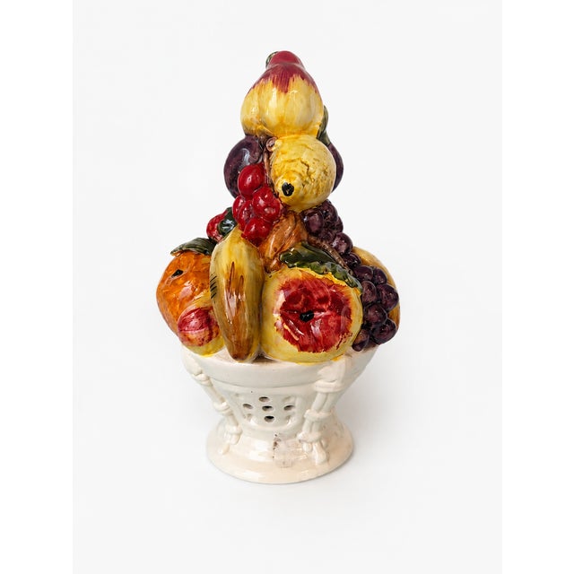 Hollywood Regency Mid-20th Century Italian Majolica Ceramic Fruit Topiary Centerpiece, 1970s For Sale - Image 3 of 12
