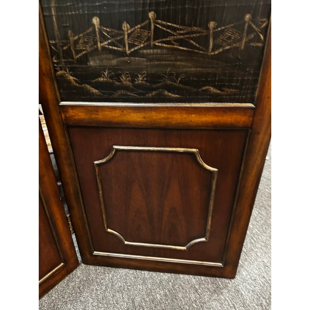 Vintage Ethan Allen Chinoiserie Folding Screen For Sale - Image 9 of 9