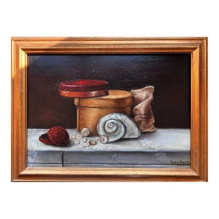 "Cinnabar and Curiosities", Oil on Panel Still Life For Sale