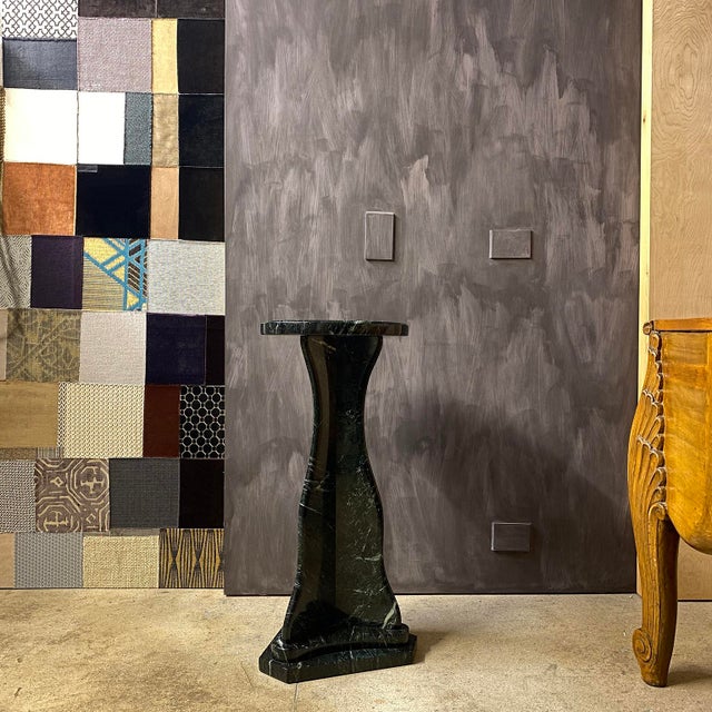 Verdi Alpi Marble Art Nouveau Style Short Pedestal For Sale In Los Angeles - Image 6 of 15