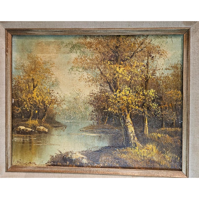 Gold Vintage Oil on Canvas For Sale - Image 8 of 12