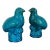 Antique 19th Century Chinese Export Monochrome Porcelain Quail or Bird Figures in Turquoise Peacock Blue Glaze - a Pair For Sale