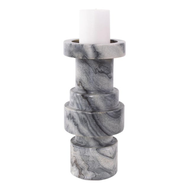 Modern Clarinda Marble Candle Holder- Short For Sale