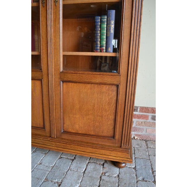 Antique Art Deco Oak Bookcase For Sale - Image 6 of 10