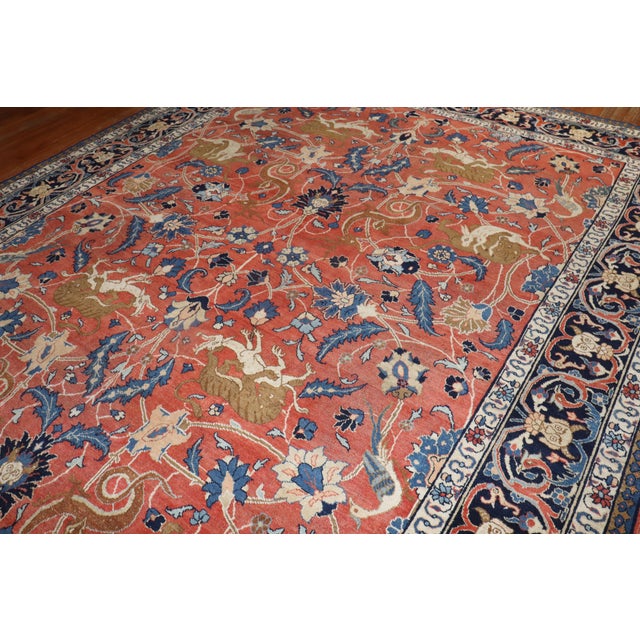 Early 20th Century Persian Tabriz Hunting Animal Pictorial Rug For Sale - Image 11 of 18