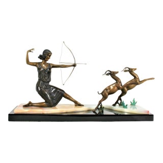 1990s Art Deco/Modern Bronze Sculpture Dianna For Sale