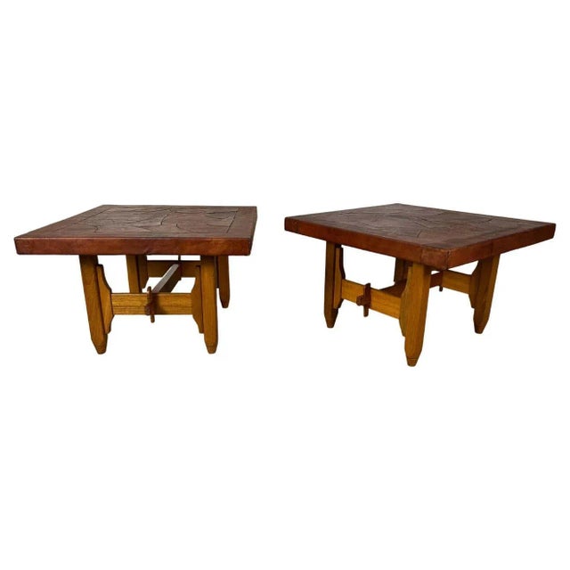 Abstract Leather Top End Tables by "Atre Sano" Colombia For Sale - Image 13 of 13