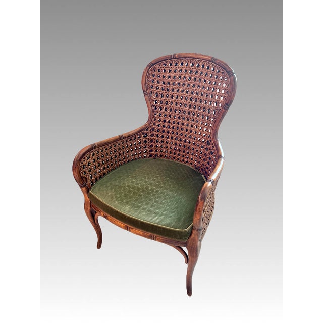 Vintage French Double Caned Wicker Armchair / Side Chair For Sale - Image 15 of 15