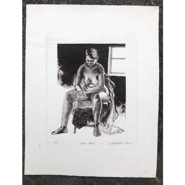 Circa 1971 lithograph portrait of a female nude by Washington DC based African American Artist Hilliard Dean (born 1933)....