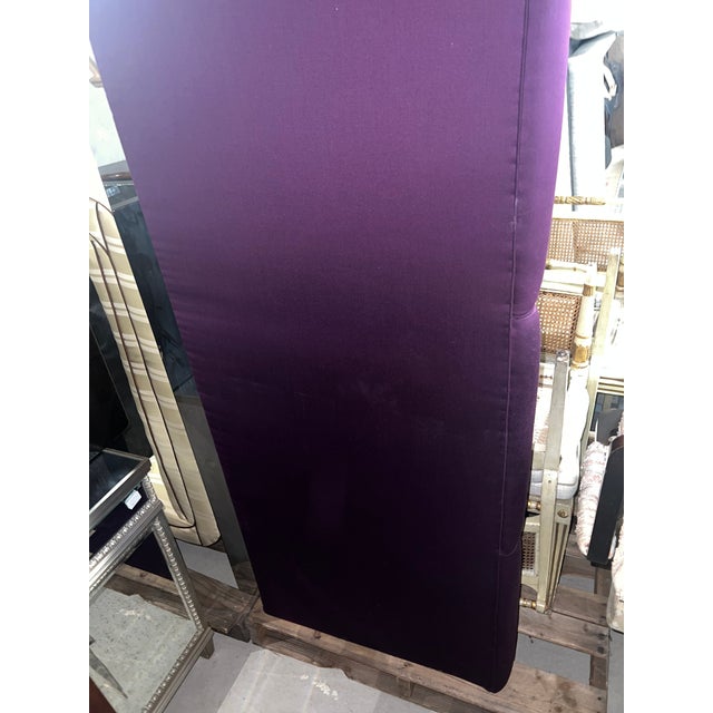 Purple Upholstered Aubergine Banquette With Chrome Detail For Sale - Image 8 of 9