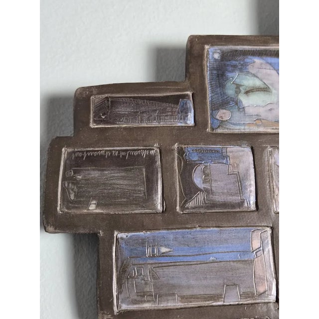 Late 20th Century Vintage MCM Philippe Jacques French Ceramic Abstract Wall Plaque Sculpture For Sale - Image 5 of 14