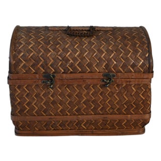 Vintage Woven Small Trunk For Sale