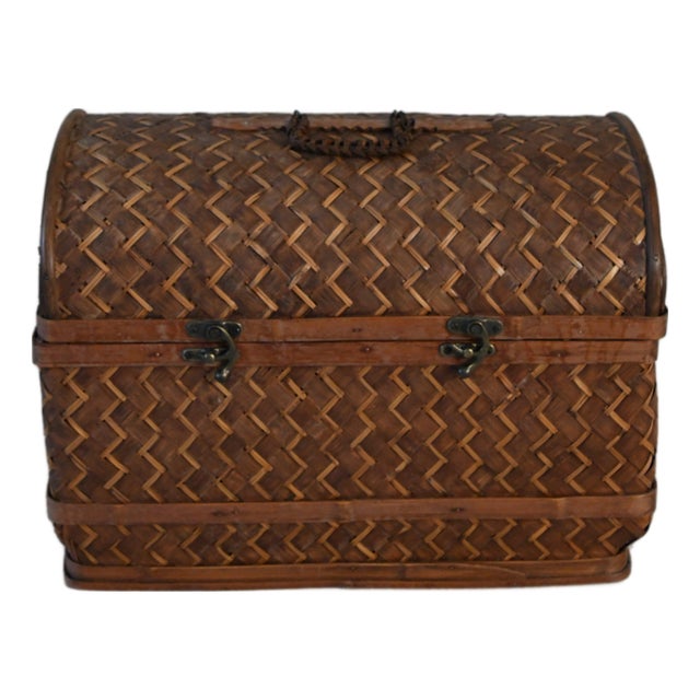 Vintage Woven Small Trunk For Sale