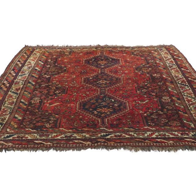 Tribal Antique Persian Shiraz Rug - 05'06 X 06'05 For Sale - Image 3 of 10