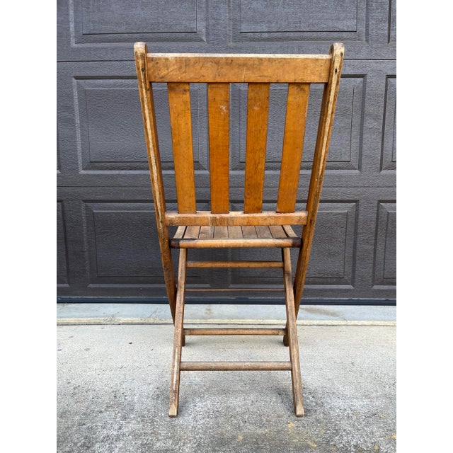 American Mid 20th Century Antique Wooden Folding Chair For Sale - Image 3 of 6