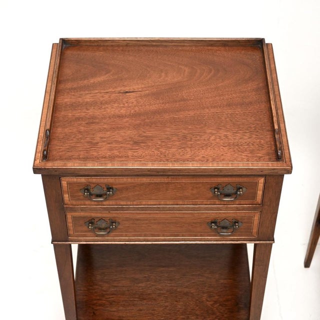 Antique Mahogany Bedside Cabinets, 1920s, Set of 2 For Sale - Image 6 of 11