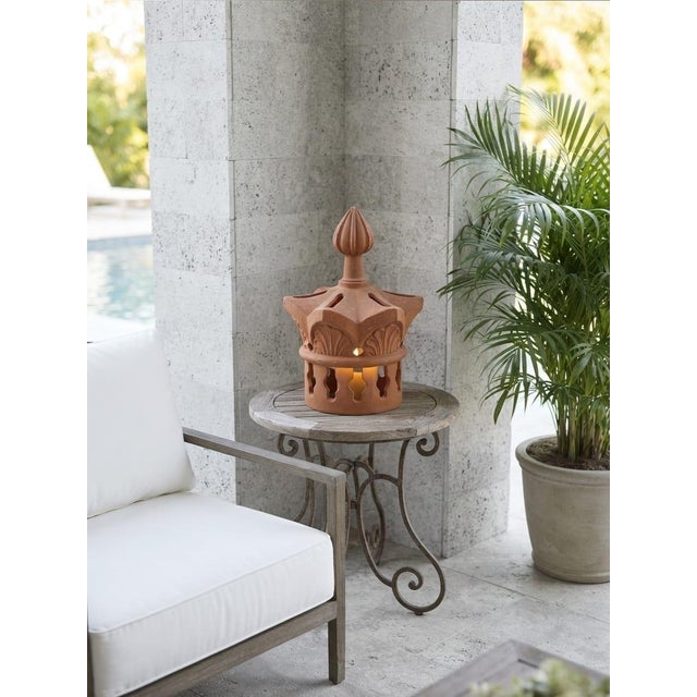 Sculpture Materials Vintage Terracotta Crown Lantern & Chimney Pot Architectural Element For Sale - Image 7 of 12
