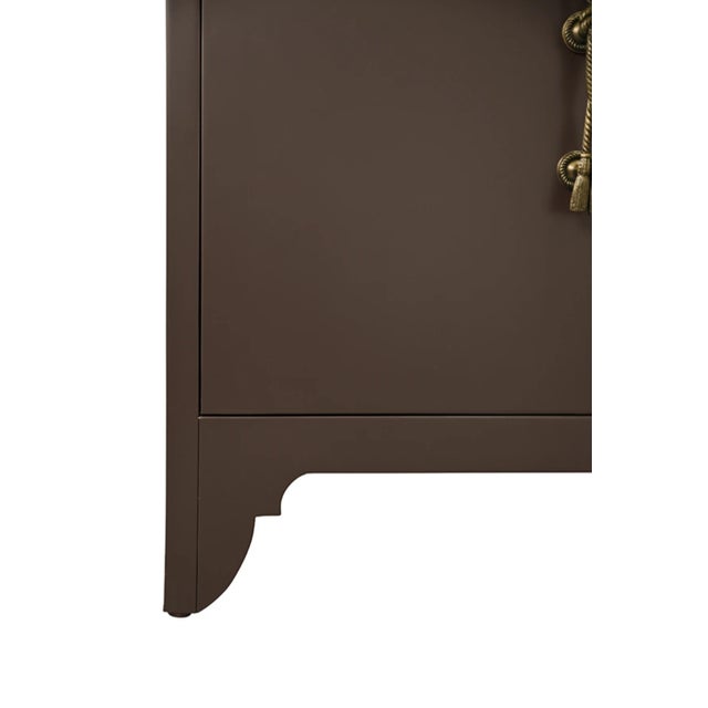 Wood Matthew Izzo Home Grace Chocolate Brown Four Door Buffet With Brass Tassel Door Pulls For Sale - Image 7 of 11