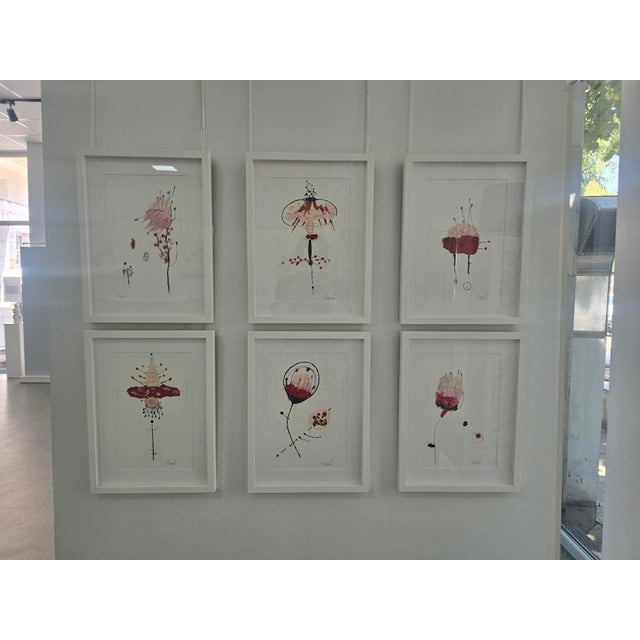 Set of 6 - One-of-a-Kind Organic Modern Botanical Paintings | Herbarium Wall Art | Minimalist Flower Study For Sale - Image 17 of 17