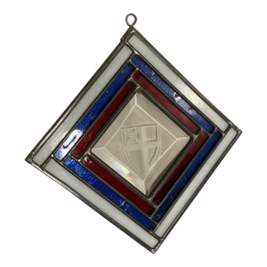 Vintage Episcopal Shield Stained Glass Suncatcher