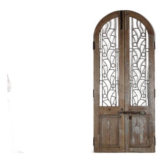 Vintage Indian Teakwood and Iron Door or Gate For Sale