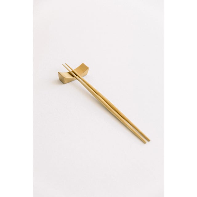 Modern Luna Brushed Gold Chopsticks & Rest For Sale - Image 3 of 3