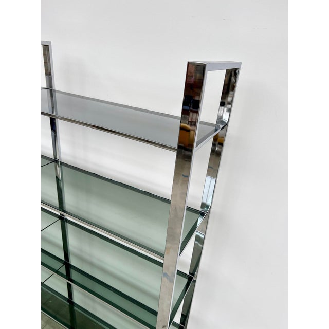Silver Italian Chrome and Smoked Glass Bookcase, 1970s For Sale - Image 8 of 16