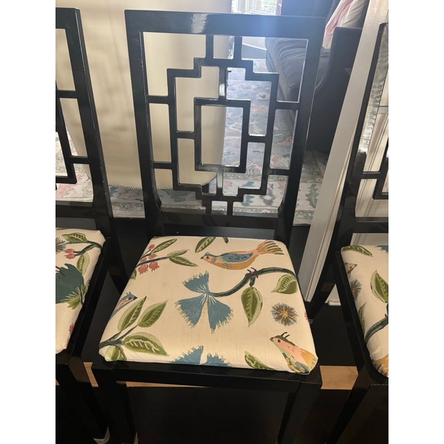 Black Lacquered Fretwork Dining Chairs Attributed to Jean Claude Mahey for Roche Bobois - Set of 4 For Sale In Chicago - Image 6 of 12